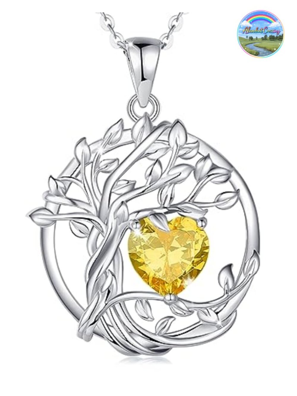 Sterling Silver Tree of Life Birthstone Necklace Pendant Jewelry Gift for Women